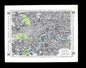 1921 Johnston Map London Plan Thames River Hyde Park Westminister - Dexter Ad - Picture 1 of 2