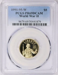 1991-95-W 50th Anniversary of World War II Gold $5 COMMEMORATIVE PCGS PR69 DCAM - Picture 1 of 3