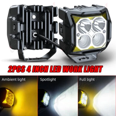 2Pc 4Inch Square LED Work Light Pods Flood Light For Truck Offroad Tractor SUV - Imagem 1 de 4