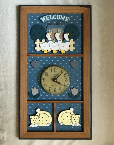 Habersham Country Design 1987 Framed Elgin Clock Wall Decor Farmhouse Picture Cover