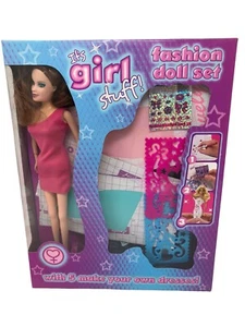 It’s Girl Stuff Fashion Doll Set With 5 Make Your Own Dresses - Picture 1 of 2
