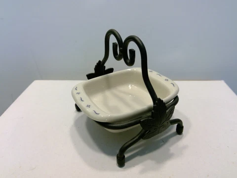 Longaberger Collectors Club Miniature Square Baking Dish in Wrought Iron Stand Cover