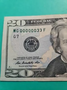 #00000033 Low Fancy Serial Number Binary Note 2 Didgets. - Picture 1 of 3