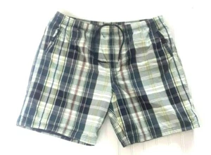 Pantalones cortos de baño antiguos a cuadros verdes azul marino talla XL - Imagen 1 de 4