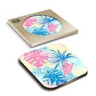 1 x Boxed Square Coasters - Tropical Leaves Surf Style  #13253