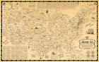 Treasure Map of the United States. Hunting, Civil War Gold, Wall Poster Print