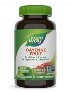 Pimienta de Cayena Nature's Way 40.000 SHU Potencia No OGM 180 Cápsulas Veganas Exp 4/2029 - Imagen 1 de 2