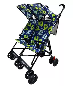 Baby Infant Umbrella Light Weight Travel Foldable Double Stroller Blue - Picture 1 of 12