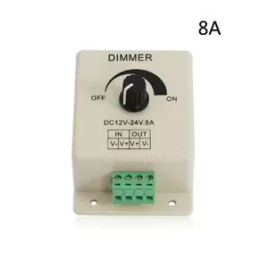 DC12V-24V 8A LED Light Dimmer Brightness & Ribbon Adjustable Bright Controller - Picture 1 of 3