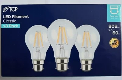 6x 60w LED GLS Globe Light Bulbs NON DIMMABLE BC B22 Clear  Bayonet 6.7w  - Image 1 of 4