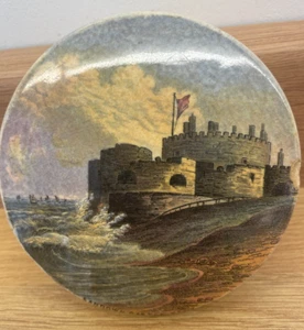 Pratt Ware Medium Pot Lid Sandown Castle Kent c1850's - Picture 1 of 12