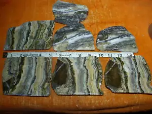 7 Pc Picture Onyx Slabs 3.2 Pounds Lbs Lapidary Rough Calcite Aragonite - Picture 1 of 3
