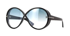 Tom Ford EDIE-02 FT 1116 Black/Blue Grey Shaded Mirrored (01X) Sunglasses - Picture 1 of 4