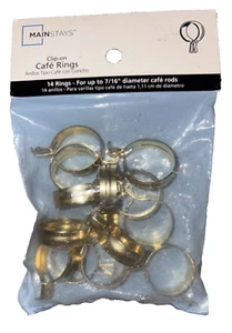 Mainstays Clip-On Cafe Rings Curtain Clips 14 Rings for up to 7/16” Cafe Rods - Picture 1 of 5