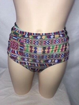 Biquíni feminino Roxy Cuba Cuba cintura alta multicolorido novo com etiquetas - Imagem 1 de 4