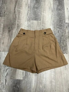 Banana Republic Women's Pleated Tan Paper Bag Shorts Size 10 - Picture 1 of 5