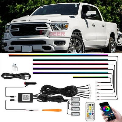 Luces de atmósfera LED de neón ambiente interior de coche 10 en 1 para RAM 1500 2500 Foto 1 de 4