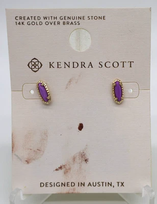 Aretes Kendra Scott Emma púrpura magnesita oro 14K sobre latón nuevos con etiquetas Foto 1 de 4