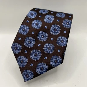 Tasso Ella Hand Made 100% Silk Men’s Neck Tie Brown Blue - Picture 1 of 3