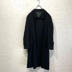 Made in Japan 100% Cashmere Balmacaan Coat Long Coat Wool Coat Black BE4 - Picture 1 of 13