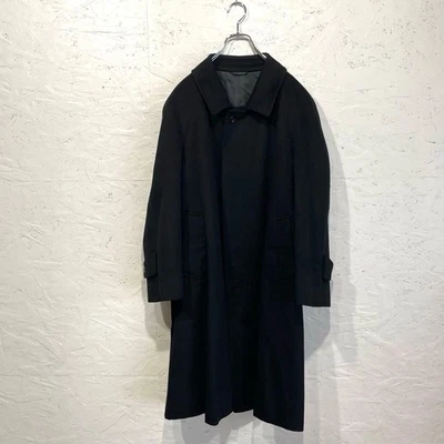Made in Japan 100% Cashmere Balmacaan Coat Long Coat Wool Coat Black BE4 - Image 1 of 4
