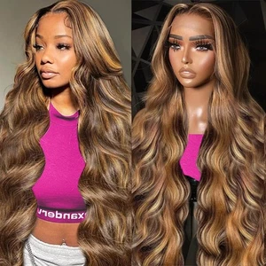 13x6 Highlight Ombre Lace Front Wigs Human Hair Honey Blonde Body Wave Lace F... - Picture 1 of 6