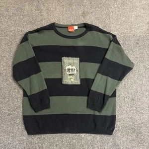 VTG  Liz & Co Sweater Men’s  Large  Stripe Long Sleeve Cotton Retro Flight Crew - Picture 1 of 7