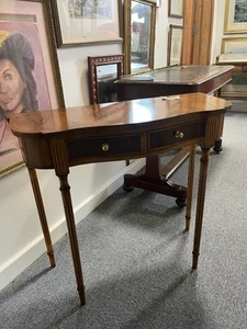 Reproduction Yew Petite Sideboard / Console Table with Two Drawers - Picture 1 of 9