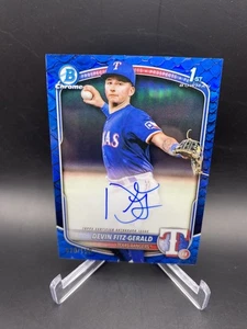 2025 Bowman Chrome Devin Fitz-Gerald 1st Blue Reptilian Auto /150 Rangers - Bild 1 von 5