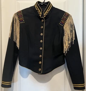 Vintage Double D Ranchwear Cavalry Style Wool Beaded Fringed Jacket Women L - Picture 1 of 7