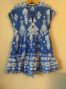 Bellissimo abito estivo boho con stampa blu e bianca Zara - Taglia S - Foto 1 di 4