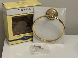 New Macartney by Gatco Premier Fine Solid Brass Bathroom Towel Ring Holder Round - Picture 1 of 10