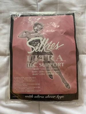 Vintage silkies Ultra Sheer Support Pantyhose Size Small Sheer Black TLC Support - Image 1 of 2