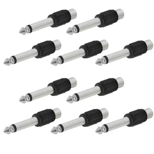 10Pcs RCA Female Jack To 1/4 " Male Mono Plug Single Audio Connector Adapter DIY - Picture 1 of 8