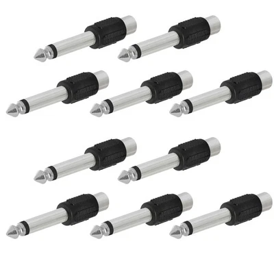 10Pcs RCA Female Jack To 1/4 " Male Mono Plug Single Audio Connector Adapter DIY - Image 1 of 4