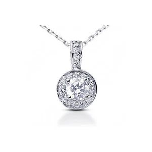 0.80 TCW D-VS2 Round Brilliant Natural Certified Diamonds Platinum Halo Pendant - Picture 1 of 2