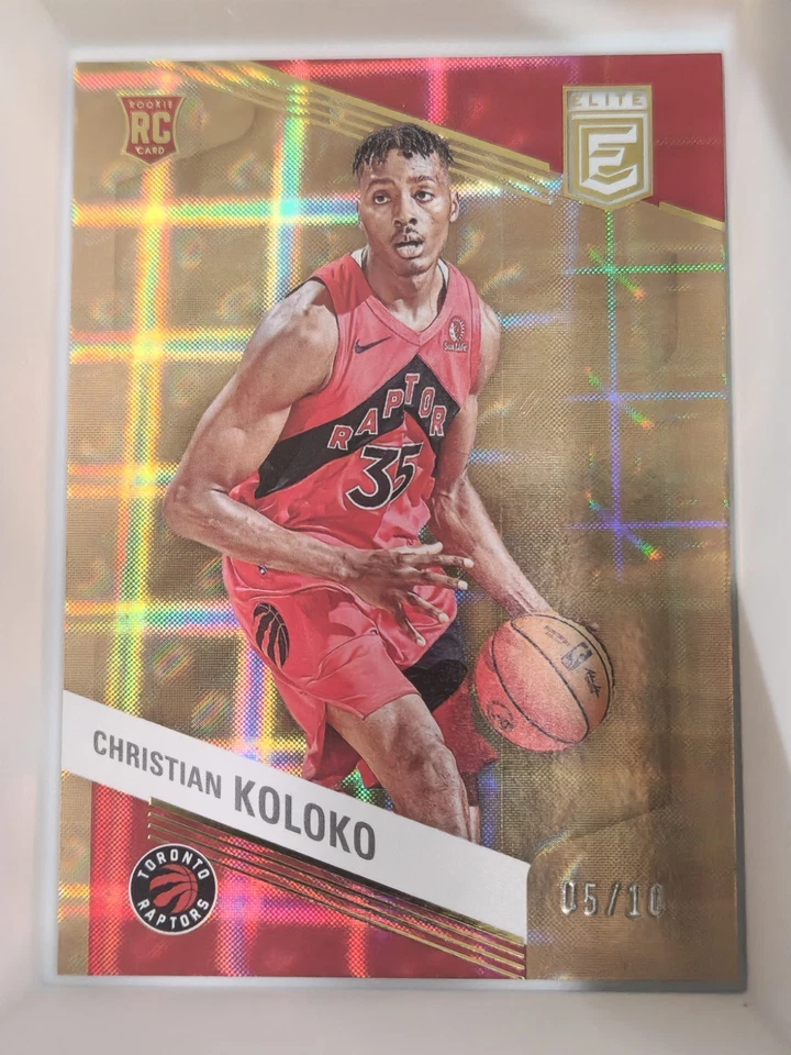 2022-23 Panini Donruss Elite Gold 05/10 Christian Koloko Rookie RC Raptors - Image 1 of 2