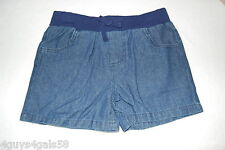 Girls Shorts BLUE DENIM LOOK Lt Weight Woven ELAST WAIST Size 4-5 6-6X 7-8 10-12