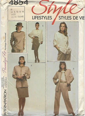 A18 STYLE 4854: JACKET, TOP, PANTS & SKIRT SIZE 10-14 SEWING PATTERN - Image 1 of 2