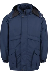 RED KAP Mens Size XL Heavyweight Insulated Jacket Hooded Winter Parka Coat Blue - Picture 1 of 8