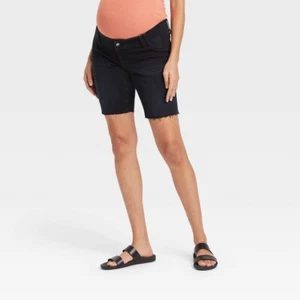 Isabel Maternity by Ingrid & Isabel Under Belly Jean Shorts Women 6 Black Cotton - Picture 1 of 3