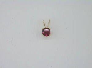 4 mm Princess Ruby 14kt Yellow Gold Solitaire Pendant - Picture 1 of 3