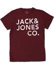 JACK & JONES Mens Graphic T-Shirt Top Large Burgundy Cotton AW15