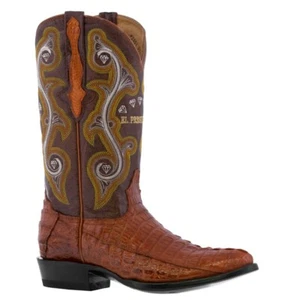 Hombres Vestido Vaquero Botas Coñac Cola de Cocodrilo Piel Botas Hombre Talla 7.5, 13 - Imagen 1 de 4