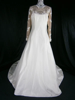 Legends by Romona Keveza Wedding Dress 12 Ivory  Silk Satin Long Sleeve Lace - Image 1 of 4