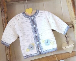 Baby Crochet Pattern Copy JACKET Cardigan in 8 Ply - Picture 1 of 2