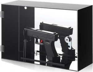 Vitrina de pistola acrílico con bloqueo espejado pistola revólver soporte de pared caja de sombra - Imagen 1 de 9