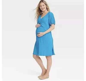 Mini Vestido Plisado Manga Corta Maternidad Imperio Cintura - Ingrid & Isabel - Imagen 1 de 2
