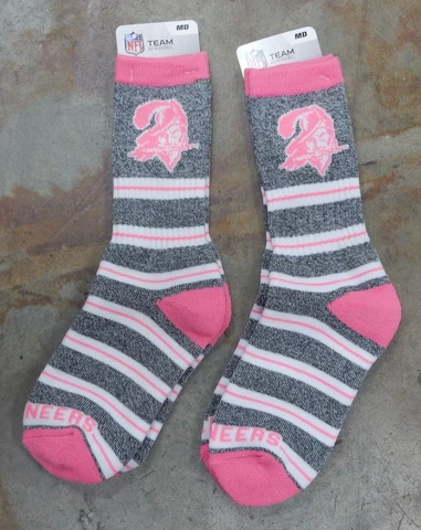 2 Pack NFL Tampa Bay Buccaneers Gift Socks Gray Pink Mascot Medium Fits 5-10 Cover