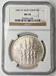 2002 W West Point Commemorative Silver Dollar NGC MS70- *Highest grade possible* - Picture 1 of 4